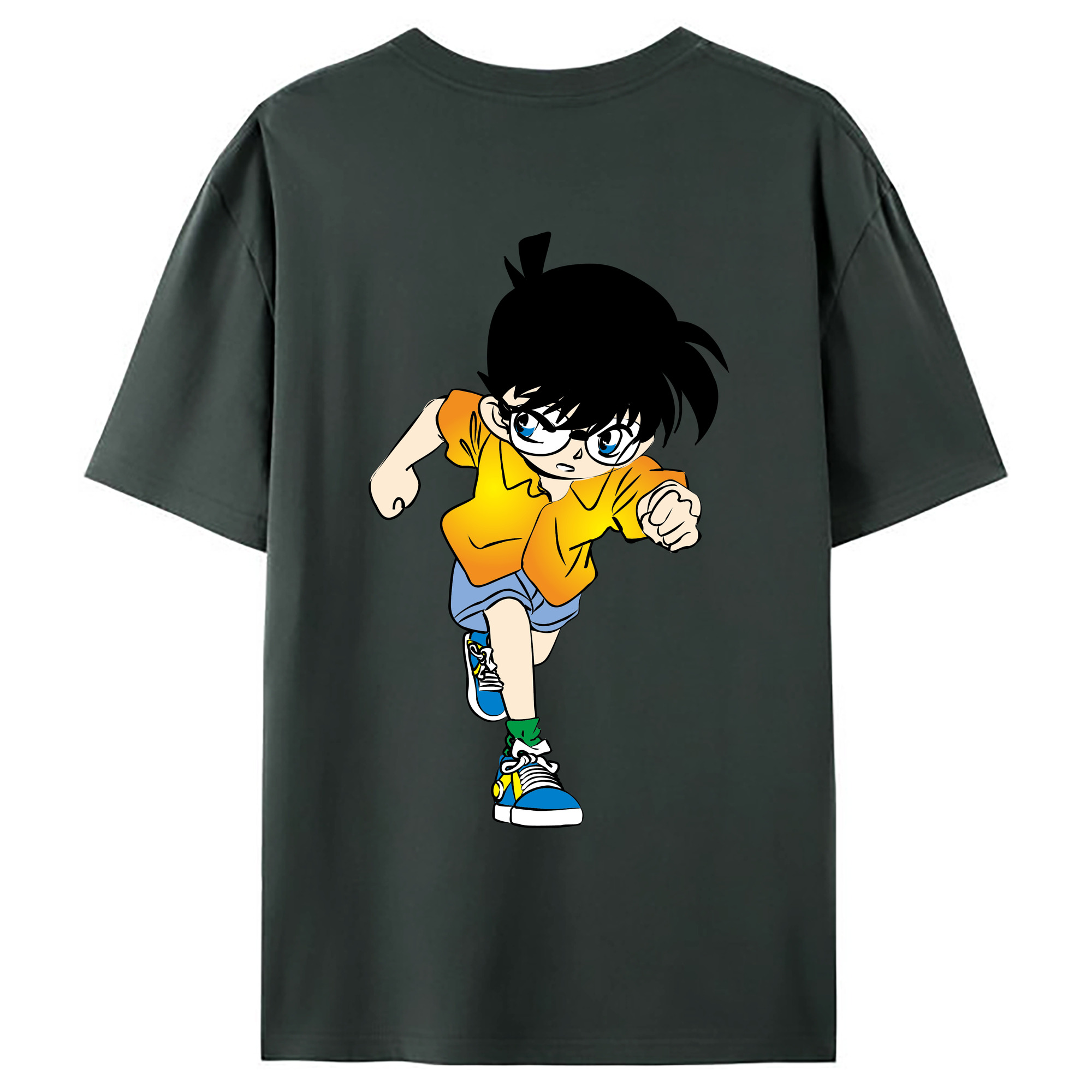 （画像用） 名探偵コナン 江戸川 コナン Detective Conan Conan Edogawa 綿100％ メンズ半袖Tシャツ（バックプリント） 通気性